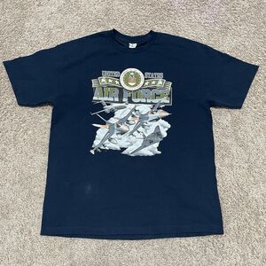 VTG United States Air Force Shirt Men XL Navy Blue Alstyle Apparel Front Graphic